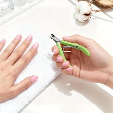 Imagem de Alicate e cortador profissional de cutículas, aço inoxidável, alça de silicone, ferramenta de manicure e pedicure