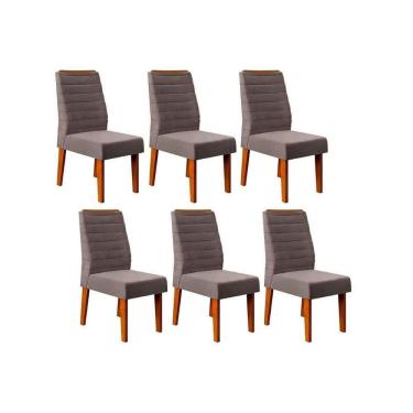 Imagem de Cadeira Sala de Jantar Ondina Kit 6 Un Freijó/Veludo Lunar - DJ Móveis