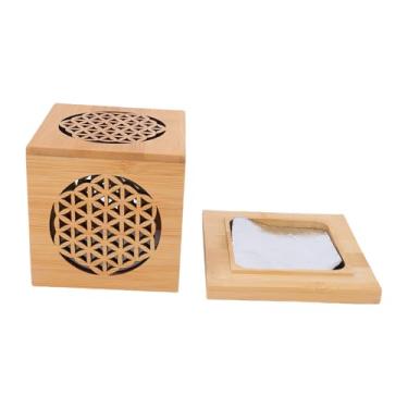 Imagem de Atyhao Porta-incenso Em Bandeja de Cristal, Caixa Geométrica Compacta para Exibição de Fragrâncias e Pulseiras, Decoração de Mesa Bambusoideae para Práticas de Meditação e Ioga (Padrão floral)