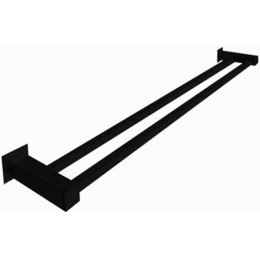 Imagem de Toalheiro Duplo Banheiro 70cm Aço Inox Preto Fosco