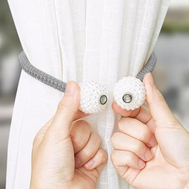 Imagem de Laços magnéticos de cortina, retenções de cortina, sem broca, trava de cortina de janela, fecho decorativo de corda para cortinas transparentes (cinza)