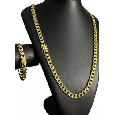 Imagem de Cordão + Pulseira Pitbull 10Mm Fecho Nossa Senhora Banhado A - Tojoia1