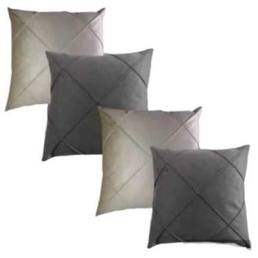 Imagem de Conjunto de Almofadas para Sofá com Capa Removível e Enchimento, Estampa Moderna e Tecido Suave, para Sala, Quarto e Decoracao de Casa (45x45cm) (Cinza com Palha)