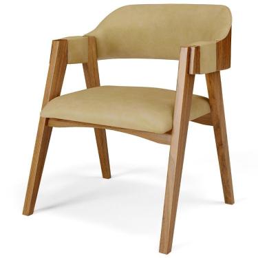 Imagem de Cadeira Para Sala De Jantar E Estar Living Estofada Suran L02 Couríssimo Fendi - Lyam