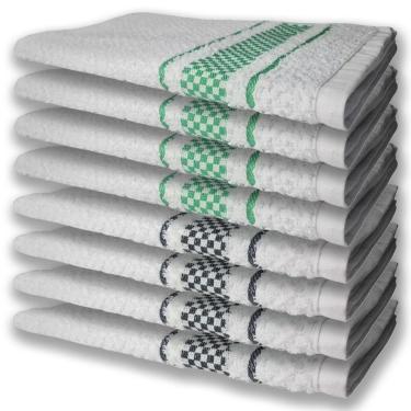 Imagem de 8 Panos De Prato Atoalhado Felpudo Premium 4 Verde 4 Preto