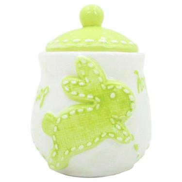 Imagem de Açucareiro De Coelhinho Da Páscoa Verde Em Cerâmica - 355ml