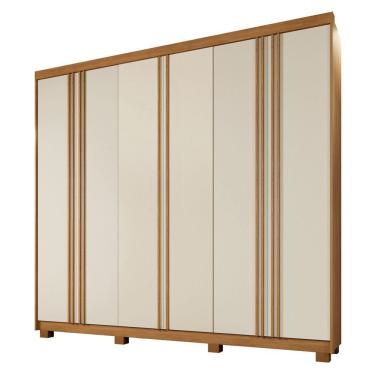Imagem de Guarda Roupa Porto 6 Portas Ripado 4 Gavetas 10 Prateleiras Cinamomo Off