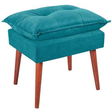 Imagem de Puff Puf Opall Pes Palito 55x40cm Suede Azul Mpassos Azul