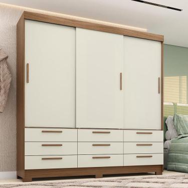 Imagem de Guarda-roupa Casal 194,40 3 Portas 9 Gavetas Dante.