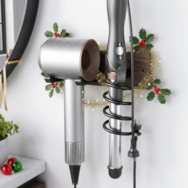 Imagem de Tindbea Suporte para secador de cabelo, suporte de modelador de cabelo, suporte de parede para secador de cabelo, organizador de ferramentas de cabelo de banheiro para secador universal, preto fosco