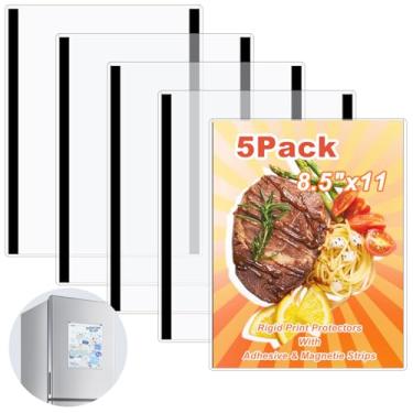 Imagem de Ethanberg 5 suportes magnéticos rígidos de 21 x 28 cm, suporte de papel de plástico transparente com bordas magnéticas, ímã para tamanho carta, moldura magnética para pôsteres e janelas de porta de