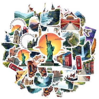 Imagem de 50 peças World Landmarks Architecture Travel World Stickers Landmark Stickers Iconic for DIY Phone Guitar Laptop Notebook Mala Copo Laptop Motocicleta Bagagem Telefone