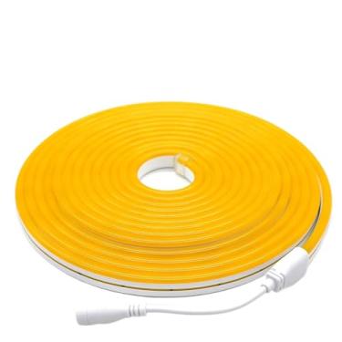 Imagem de Fita de Led Mangueira Neon 5 Metros Alto Brilho Flexível Siliconada Bivolt Com Fonte(Amarelo)