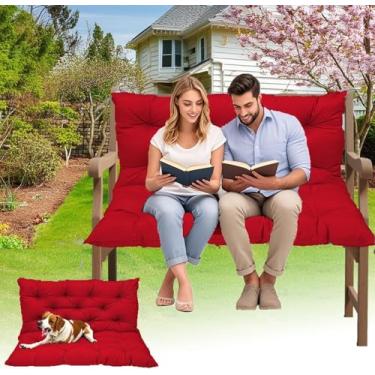 Imagem de Almofadas de balanço à prova d'água para ambientes externos - Capas de assento de pátio resistentes a UV para jardim/deck/varanda, substituição durável para balanços de banco e cadeira (vermelho