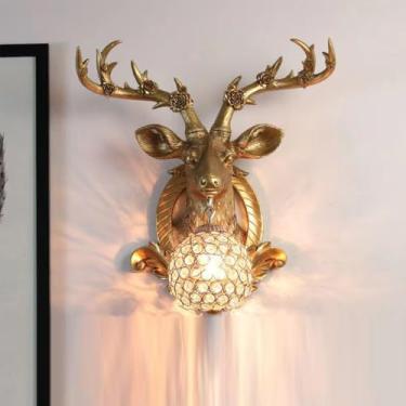 Imagem de Luminária de parede contemporânea em formato de veado, ideal para sala de estar, quarto, escritório, casa de campo, hotel, quarto infantil e corredor, com LED (Estilo N)