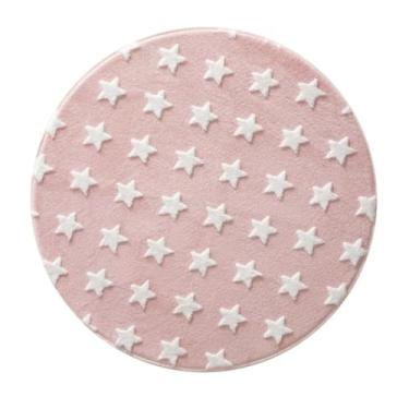 Imagem de Tapete Infantil Jolitex Mimo Estrelas Rosa Redondo