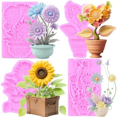 Imagem de MIYAHOUSE Moldes de silicone para fondant para decoração de bolos, enfeite de cupcake, pasta de goma de chocolate, argila de polímero, conjunto de 4