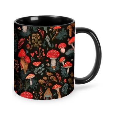 Imagem de Yrebyou Caneca de café de cogumelo novidade xícara de café de cerâmica 325 ml com alça presentes para mulheres e homens, seguro para micro-ondas para casa ou escritório