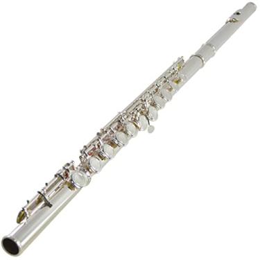 Imagem de Flauta Instrumento Musical C Chave 16 Furos Flauta de Célula Fechada Banhado a Prata Flauta de Liga de Cobre-Níquel Flauta Banhado a Ouro Nível de Desempenho