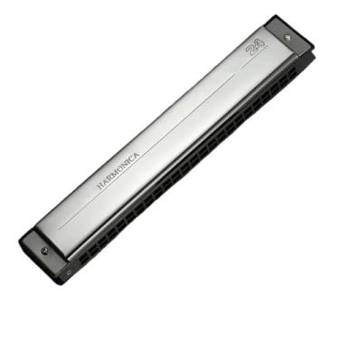 Imagem de Gaita profissional 24 furos tremolo gaita polifonia diatônica C chave profissão iniciantes Aldults prata