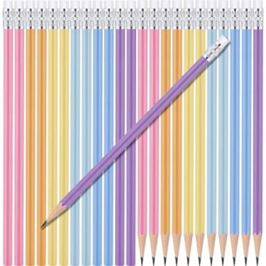 Imagem de Weekgrat 24 lápis redondos HB lindos lápis a granel para escola grafite lápis de cor de madeira com borracha para desenhar, esboçar, casamento, escola, material de professor, recompensa de estudante
