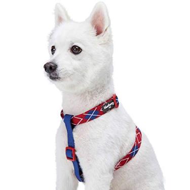 Imagem de Argyle escocês para cães Blueberry Pet 2021, vermelho Merlot, médio, arreios ajustáveis para cães