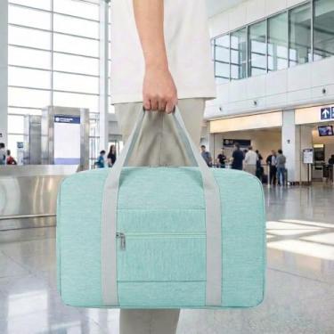 Imagem de Bolsa de viagem leve e dobrável – Mala de mão compacta para viagens noturnas, bolsa unissex para fim de semana, Verde hortelã, Esportes