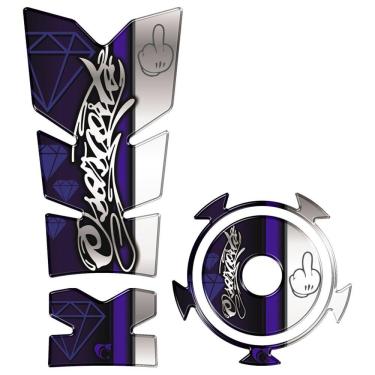 Imagem de Kit Protetor Tanque E Bocal Adesivo Moto Yamaha Fz15 Azul Cor Azul