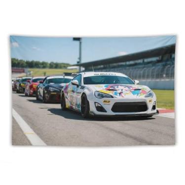 Imagem de HouLaiZhe JDM Tapeçaria de carro Jdm Car Brz pista de corrida anime grafite pendurar na parede quarto decoração de casa tapeçarias estética piquenique decoração de parede arte de parede para