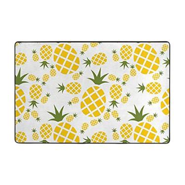 Imagem de Zeraoke Tapetes de área de abacaxi para sala de estar de 1,2 x 1,6 m, tapete macio e moderno, tapetes felpudos antiderrapantes para decoração de casa, tapete lavável para quarto, jantar, dormitório,