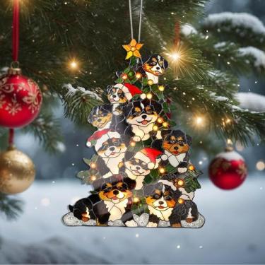 Imagem de Enfeites de Natal para pendurar em cristal, enfeites de árvore de Natal feitos à mão, decoração de carro e casa - presentes de Natal, decoração de artesanato em acrílico, ideias de troca de presentes