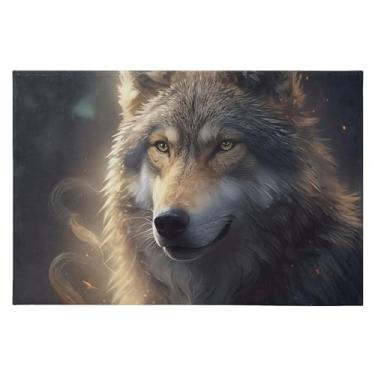 Imagem de CEBUGI Tapete de área 60 x 90 cm macio lavável tapete antiderrapante com suporte de borracha tapetes de área de lobo para sala de estar, quarto, decoração de casa