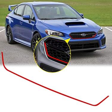 Imagem de Adesivo de vinil Xotic Tech compatível com Subaru WRX STI 2018 2019 2020 grade frontal risca vermelho brilhante, decalque de moldura de borda do painel frontal