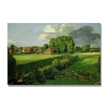 Imagem de NHLDZYH Arte em tela de paisagem estilo Constable (paisagem 50), pintura romântica do campo inglês, decoração de parede texturizada com pincelada pesada. Tela de 80 x 120 cm - 31,5 x 47,3 pol