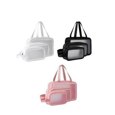 Imagem de Kit 3 Necessaire Transparente WashBag Impermeável – Organizadora de Maquiagem e Viagem(Aleatorio-332)