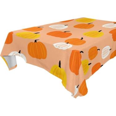 Imagem de Burbuja Toalha de mesa de abóboras de Halloween, toalha de mesa quadrada anti-rugas, grossa para decoração de jantar, cozinha, festa, 137 x 137 cm