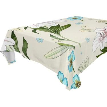 Imagem de Burbuja Toalha de mesa elegante de lírios, toalha de mesa quadrada anti-rugas grossa para decoração de jantar, cozinha, festa, 137 x 137 cm