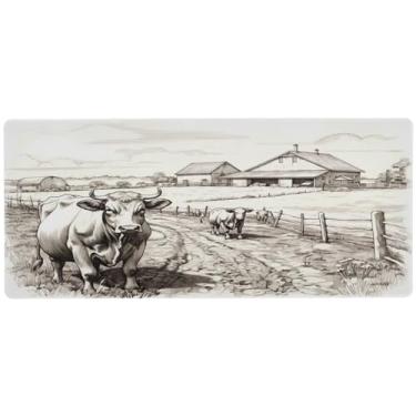 Imagem de xigua Western Fields Scenery Tapete de mouse grande, tapete de mesa antiderrapante 80 x 30 cm, base de borracha de 3 mm de espessura, protetor de mesa para laptop, mesa de trabalho, escritório e casa