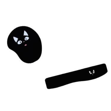 Imagem de Kit Mouse Pad E Apoio Teclado Ergonômico Mistério Do Gato Preto 1