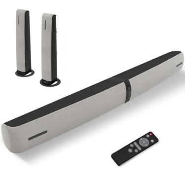 Imagem de Assistrust Barra de som para Smart TV, barra de som de 90 W com Bluetooth 5.3/ARC/Optical/AUX, aumento automático de volume, 3 modos de equalizador personalizáveis, barra de som removível 2 em 1 para