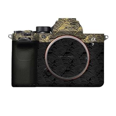 Imagem de A7M5 Capa de câmera antiarranhões decalque para câmera Sony ILCE-7M5 / A7 V A7V protetor A7V acessórios de película (onda dourada + onda preta, para Sony A7V/A7M5)