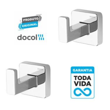 Imagem de Kit 2 Cabide De Parede Toalha Trip Docol Cromado 761706 Original, 0076