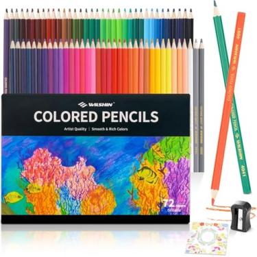 Imagem de WILSHIN Lápis de cor para livros de colorir adultos, conjunto de 72 lápis de cor para esboçar, desenhar, colorir e pintar, lápis pré-afiado para iniciantes, materiais de arte ideais para artistas