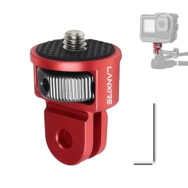 Imagem de LANXIRE Adaptador de montagem para câmera de ação com parafuso de 1/10.2 cm, adaptador de tripé de câmera de liga de alumínio compatível com GoPro Hero 13/12, Insta360 X4/X3, DJI Osmo Pocket 3, AKASO