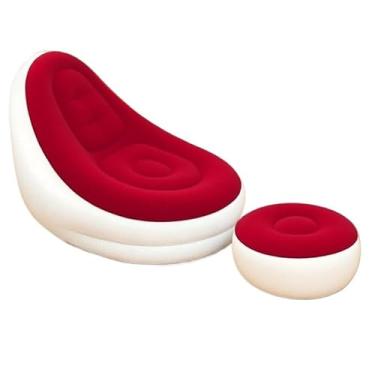 Imagem de Sofá Inflável Portátil 3 em 1 com Bomba de Ar Poltrona Cama Dobrável Para Camping Praia e Casa(Vermelho Sofa-TY-2N1)
