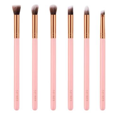 Imagem de Coleção de pincéis de maquiagem para olhos de 6 peças - cabelos macios com cabo de madeira