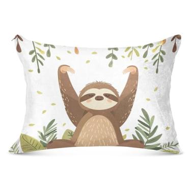 Imagem de Linda capa de almofada decorativa branca grande preguiça engraçada com zíper longo para fronha padrão Queen King Capa de fronha de cama, tamanho do corpo, 53 cm x 137 cm