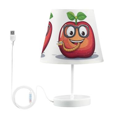 Imagem de Joisal Abajur de mesa com desenho animado de minhoca de frutas para sala de estar, abajur agradável aos olhos, lâmpada noturna para sala de leitura, sala de estar, escritório, dormitório