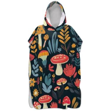Imagem de Joisal Roupão de mudança de poncho de surfe para adultos toalha de banho com capuz absorvente feminino ponchos com capuz fofo desenho animado cogumelo