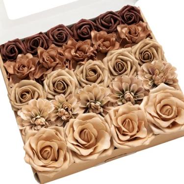 Imagem de Ling's Moment Conjunto de flores artificiais de seda falsa crisântemo de rosas de espuma sintética para buquês de casamento faça você mesmo, arranjos de centro de mesa, decoração de casa para chá de